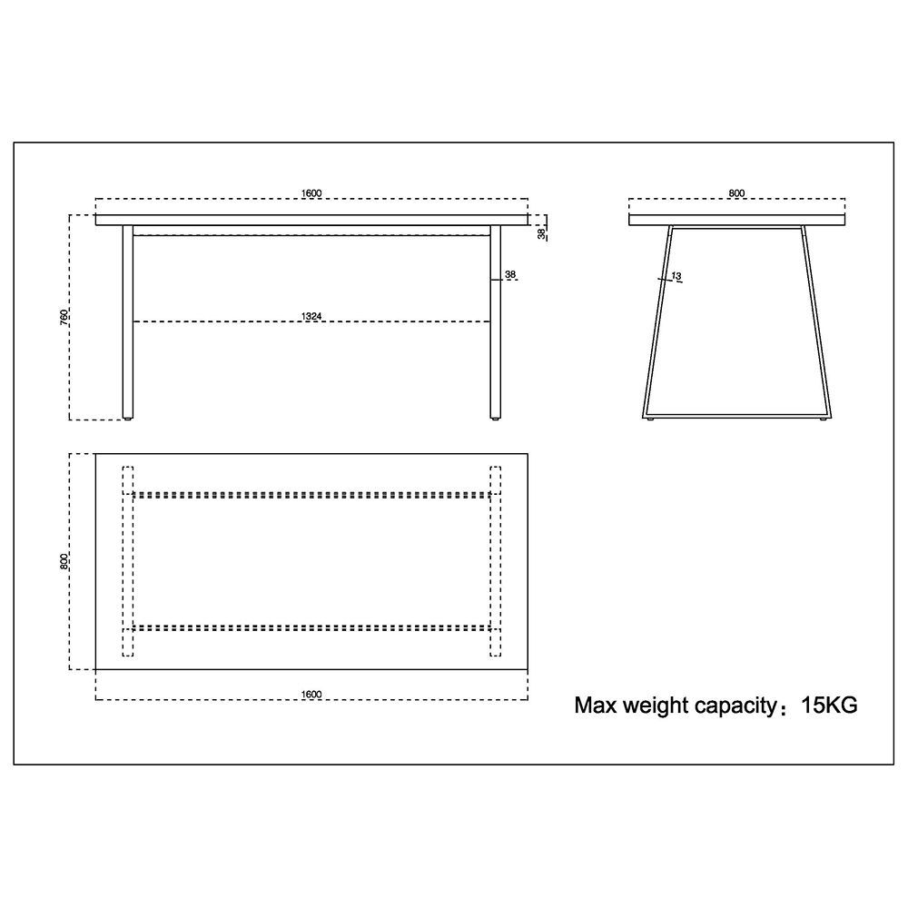 PLEGMA ΤΡΑΠΕΖΙ SONOMA ΜΑΥΡΟ 160x80x76