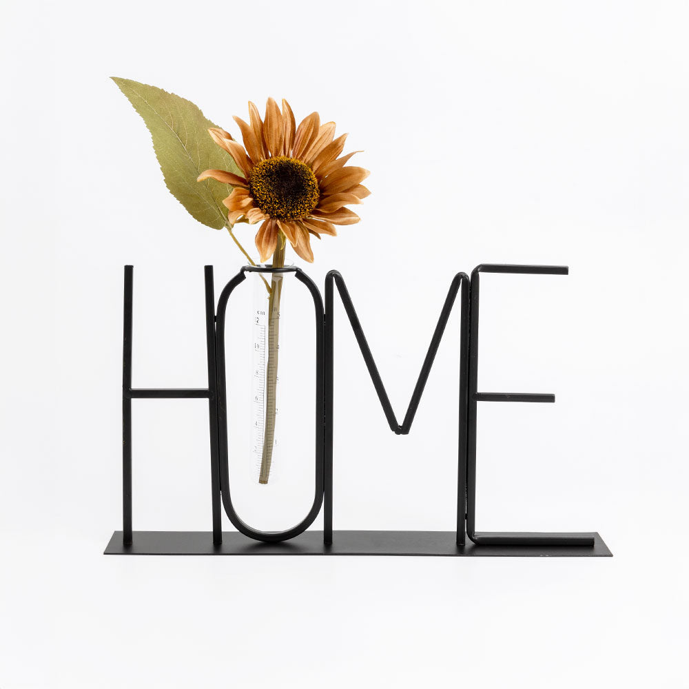 HOME ΔΙΑΚΟΣΜΗΤΙΚΗ ΕΠΙΓΡΑΦΗ 38x5x22cm ΜΕΤΑΛΛΟ ΜΑΥΡΟ ΓΥΑΛΙ