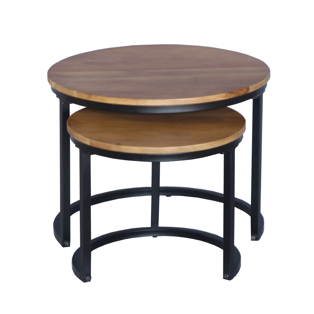 MATE COFFEE TABLE SET 2ΤΕΜ ΚΑΡΥΔΙ ΜΑΥΡΟ 54x54x42