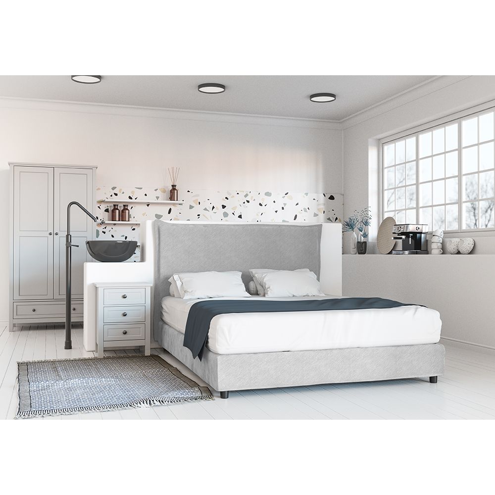 CITY ΚΡΕΒΑΤΙ (ΓΙΑ ΣΤΡΩΜΑ 160x200cm) ΛΕΥΚΟ 205x160xH110cm