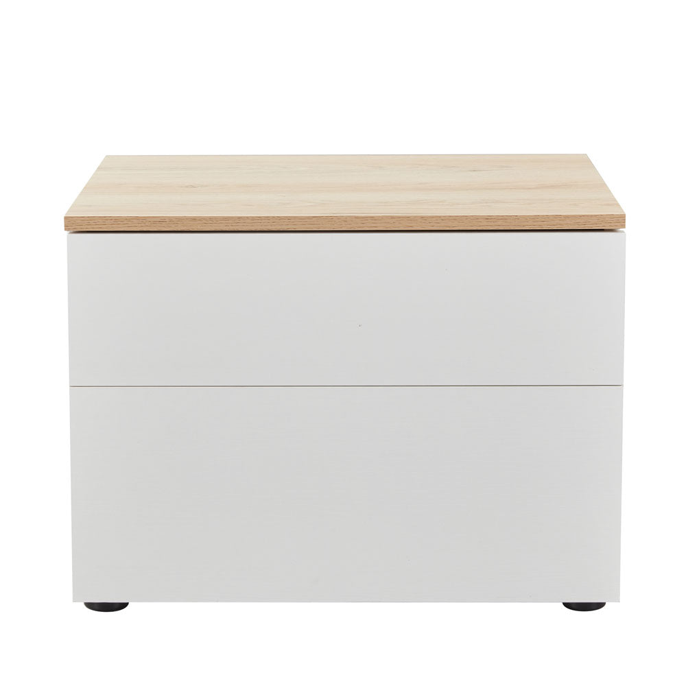 LUCIDO ΚΟΜΟΔΙΝΟ 2ΣΥΡΤΑΡΙΑ ΛΕΥΚΟ OAK ΦΥΣΙΚΟ 58x39x44.5