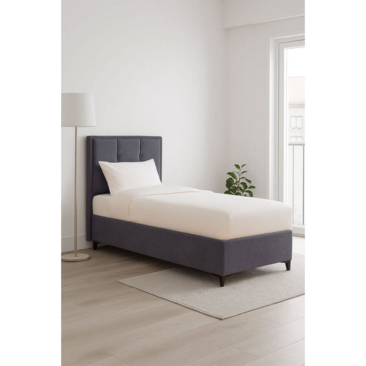 PIANO ΚΡΕΒΑΤΙ ΜΕ ΑΠΟΘΗΚ. ΧΩΡΟ (ΓΙΑ ΣΤΡΩΜΑ 90x200cm) ΓΚΡΙ 07-780 207x97x115