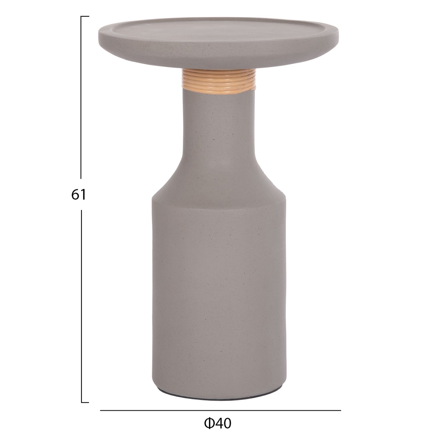ΒΟΗΘΗΤΙΚΟ ΤΡΑΠΕΖΙ TRED(T) HM18169.03 FIBER CEMENT ΓΚΡΙ-ΦΥΣΙΚΟ RATTAN--Φ40x61Υεκ.