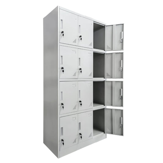 ΦΟΡΙΑΜΟΣ ΜΕΤΑΛΛΙΚΟΣ BEXLEY ΜΕ 12 ΝΤΟΥΛΑΠΑΚΙΑ ΜΕ ΚΛΕΙΔΙ HM5637.11 ΓΚΡΙ 90x40x185Υεκ