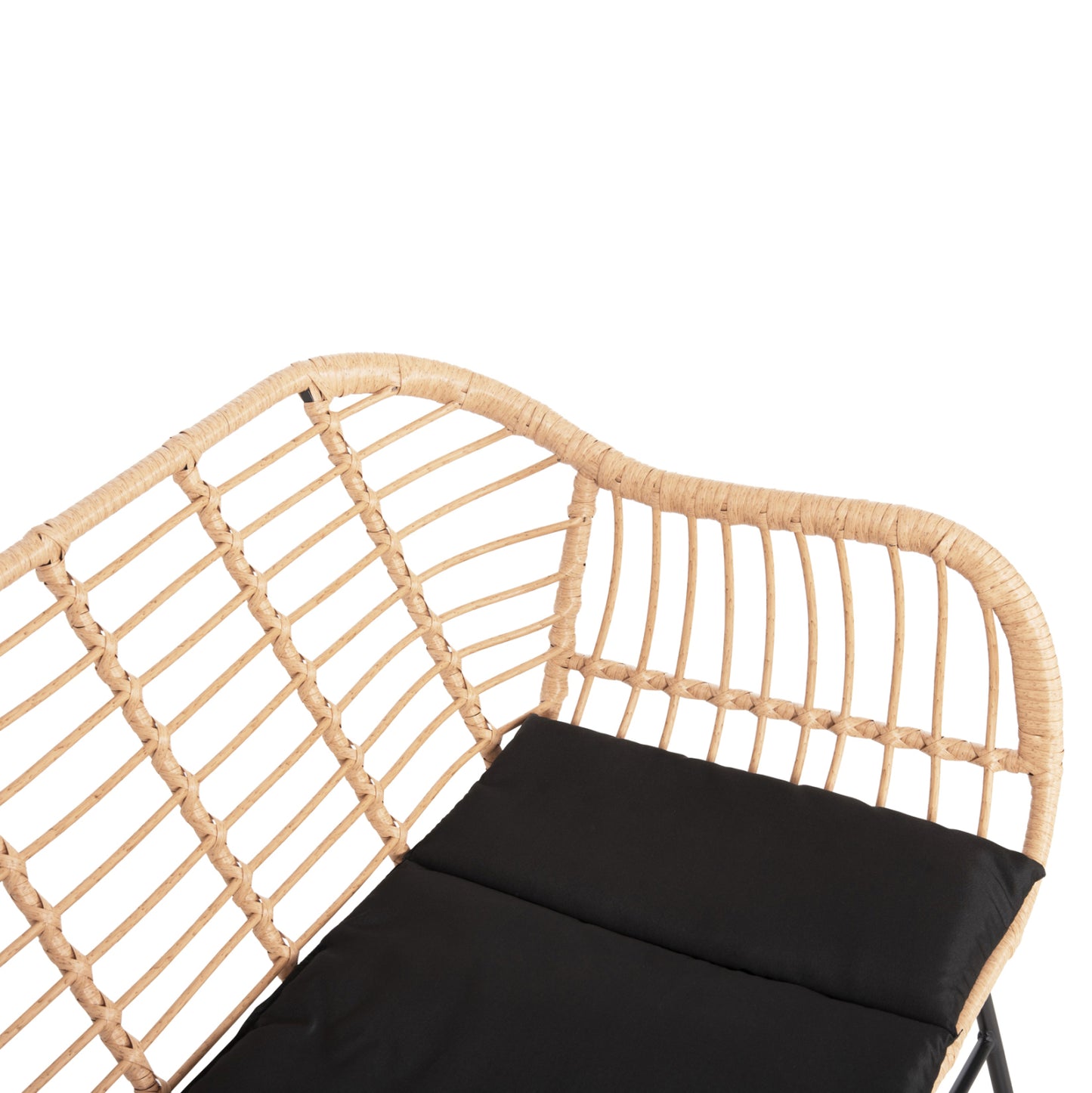 ΚΑΝΑΠΕΣ ALLEGRA HM6077 ΜΑΥΡΟ ΜΕΤΑΛΛΟ-ΜΠΕΖ ΣΥΝΘ.RATTAN 120x62x80Υεκ.