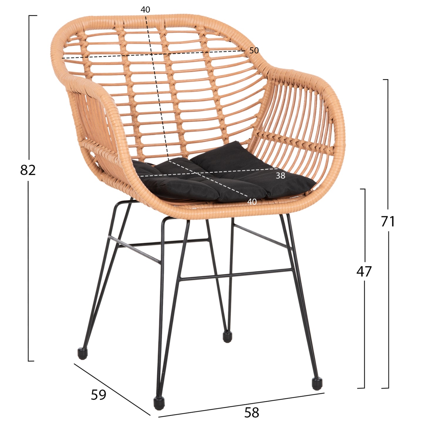 ΣΕΤ 5ΤΜΧ ALLEGRA WICKER ΜΕ ΤΡΑΠΕΖΙ 139,5x79,5x73Υ ΜΠΕΖ & ΜΑΥΡΟ ΧΡΩΜΑ HM21027