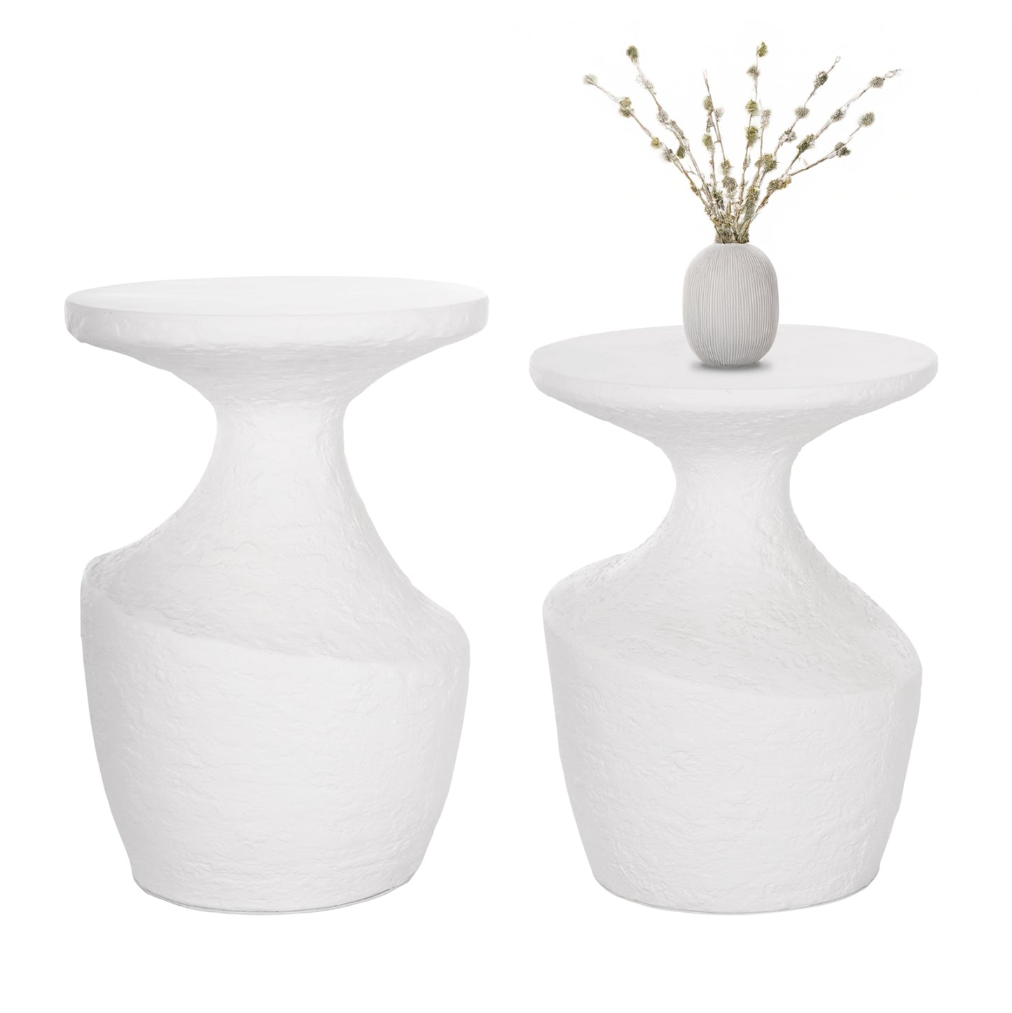 ΣΕΤ ΒΟΗΘΗΤΙΚΑ ΤΡΑΠΕΖΙΑ REBON 2ΤΜΧ HM21137.02 FIBER CEMENT ΣΕ ΛΕΥΚΟ--Φ40εκ & Φ27,5εκ