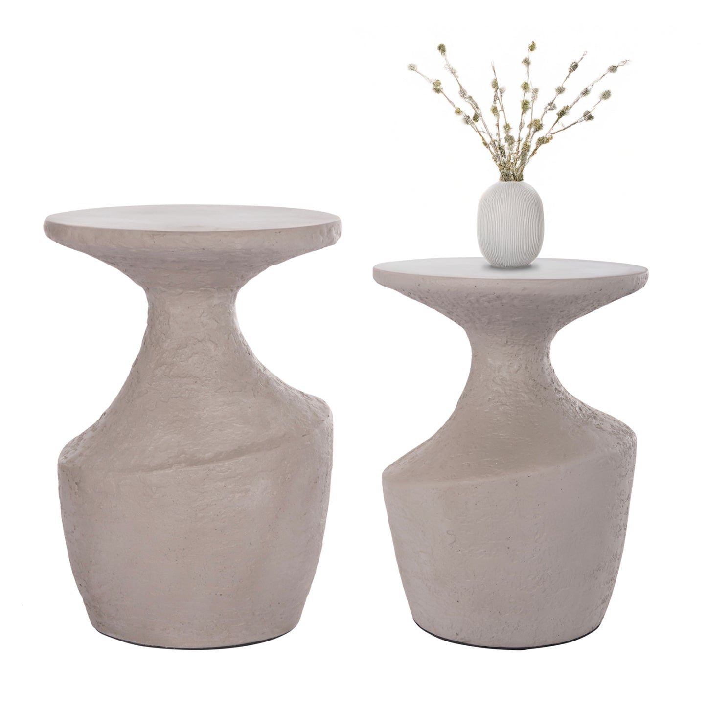 ΣΕΤ ΒΟΗΘΗΤΙΚΑ ΤΡΑΠΕΖΙΑ REBON 2ΤΜΧ HM21137.03 FIBER CEMENT ΣΕ ΓΚΡΙ--Φ40εκ & Φ27,5εκ