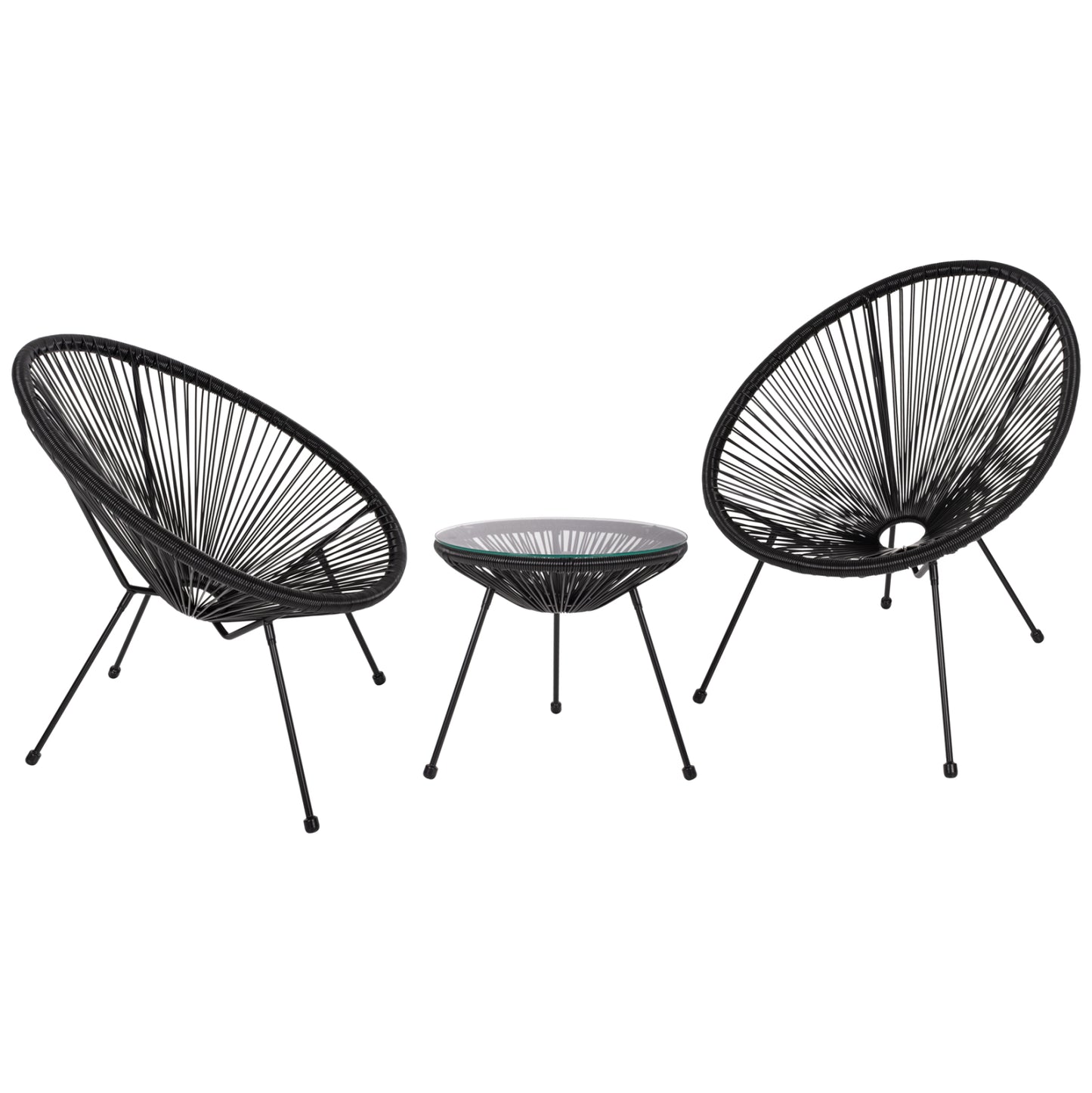 ΣΕΤ ΕΞΩΤΕΡΙΚΟΥ ΧΩΡΟΥ 3ΤΜΧ ACAPULCO HM21101 TWISTED WICKER-ΜΕΤΑΛΛΟ ΣΕ ΜΑΥΡΟ