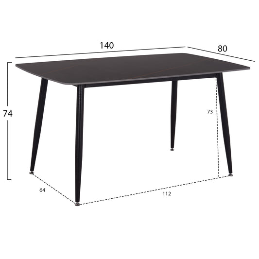 ΣΕΤ ΤΡΑΠΕΖΑΡΙΑΣ 5ΤΜΧ RAVEN HM21072.02 ΚΕΡΑΜΙΚΟ TOP ΜΑΥΡΟ ΜΑΡΜΑΡΟ & 4 ΚΑΡΕΚΛΕΣ