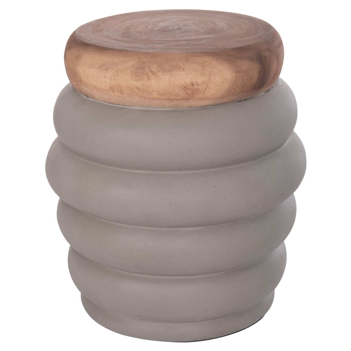 ΤΡΑΠΕΖΙ ΒΟΗΘΗΤΙΚΟ PUFFAT HM18172.03 FIBER CEMENT ΓΚΡΙ- ΞΥΛΟ TEAK TOP Φ45x46Υεκ.