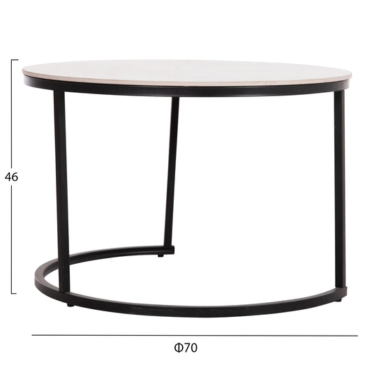 ΤΡΑΠΕΖΙA ΣΑΛΟΝΙΟΥ ΣΕΤ 2ΤΜΧ TALOS HM18140.01 ΓΚΡΙ ΚΕΡΑΜΙΚΟ TOP-ΜΕΤΑΛΛΙΚΑ ΠΟΔΙΑ Φ70x46Υεκ