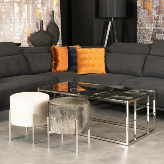 BELLAGIO COFFEE TABLE ΑΣΗΜΙ ΔΙΑΦΑΝΟ 120x60xH45cm