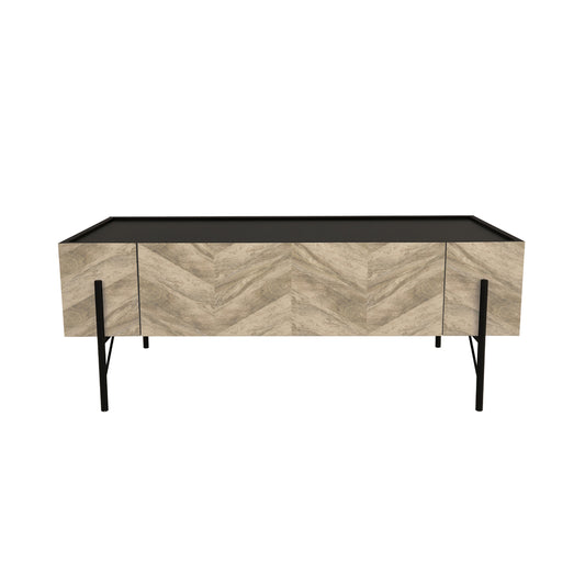 PARKE COFFEE TABLE ΜΑΥΡΟ ΦΥΣΙΚΟ ΜΕ PATTERN ΜΑΥΡΟ 120x63xH45cm