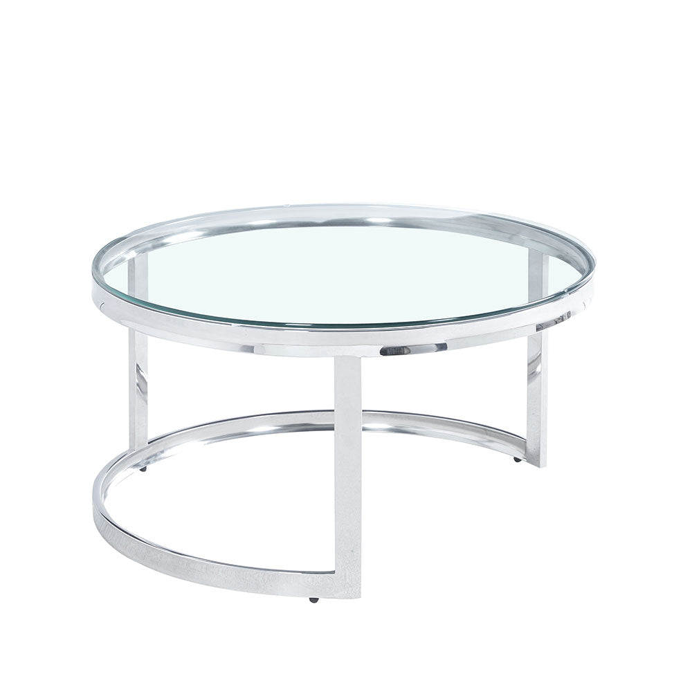 LOUXOR COFFEE TABLE ΑΣΗΜΙ ΔΙΑΦΑΝΟ D80xH43cm