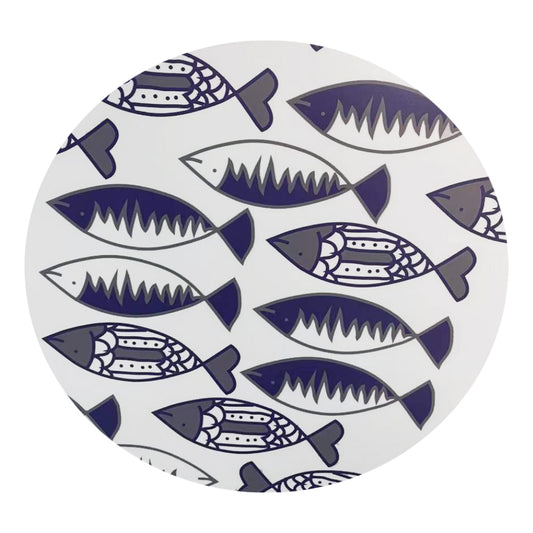 FISHY COFFEE TABLE ΠΟΛΥΧΡΩΜΟ ΜΕ PATTERN ΛΕΥΚΟ D75xH37,5cm