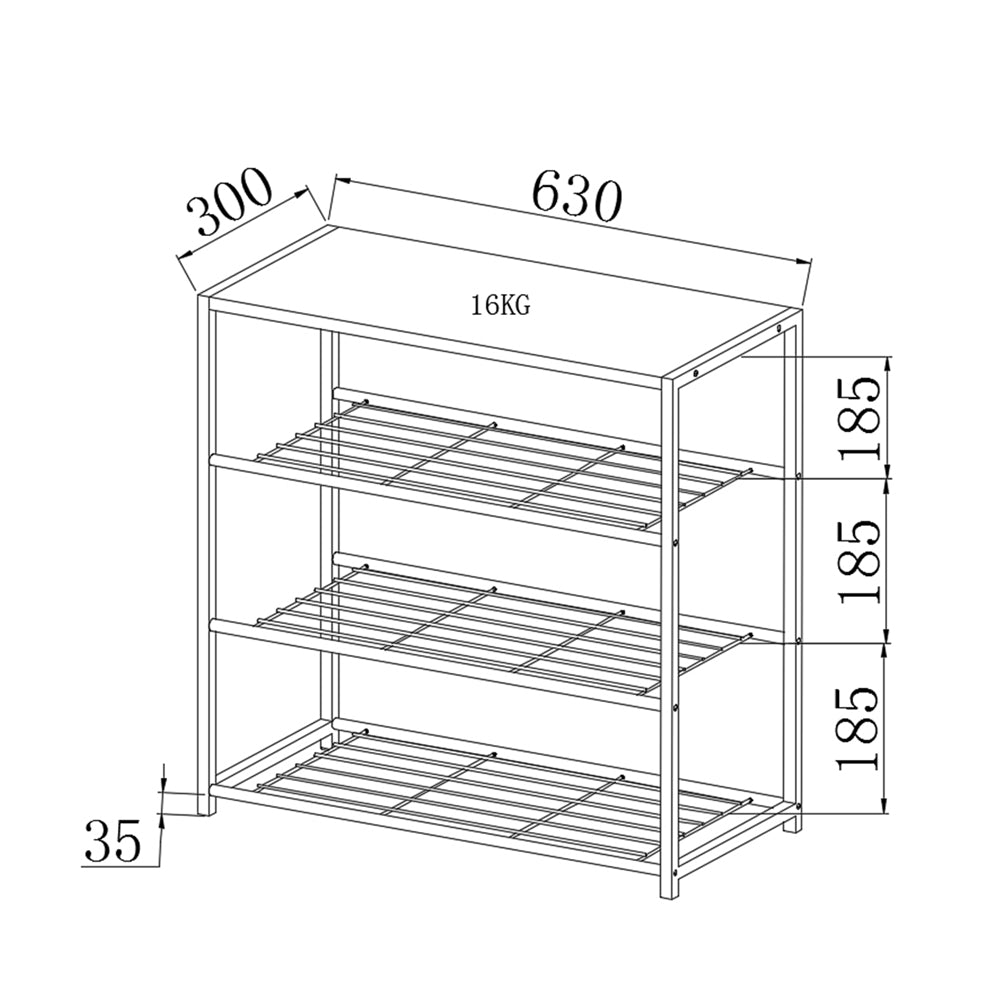 RAIL 3 ΠΑΠΟΥΤΣΟΘΗΚΗ 3ΡΑΦΙΑ SONOMA ΜΑΥΡΟ 63x30xH63cm