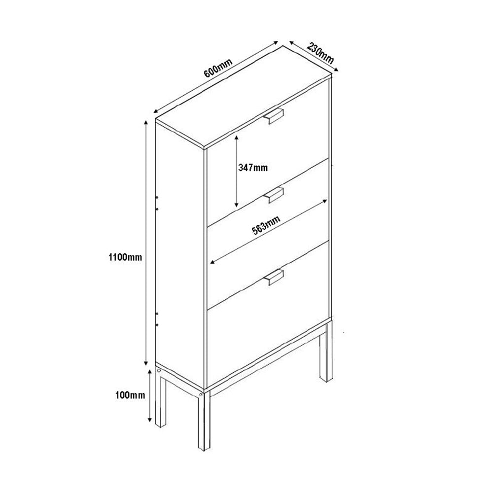 ROMBUS ΠΑΠΟΥΤΣΟΘΗΚΗ 3ΠΟΡΤΕΣ ΜΑΥΡΟ SONOMA ΛΕΥΚΟ ΜΕ PATTERN 60x23xH120cm