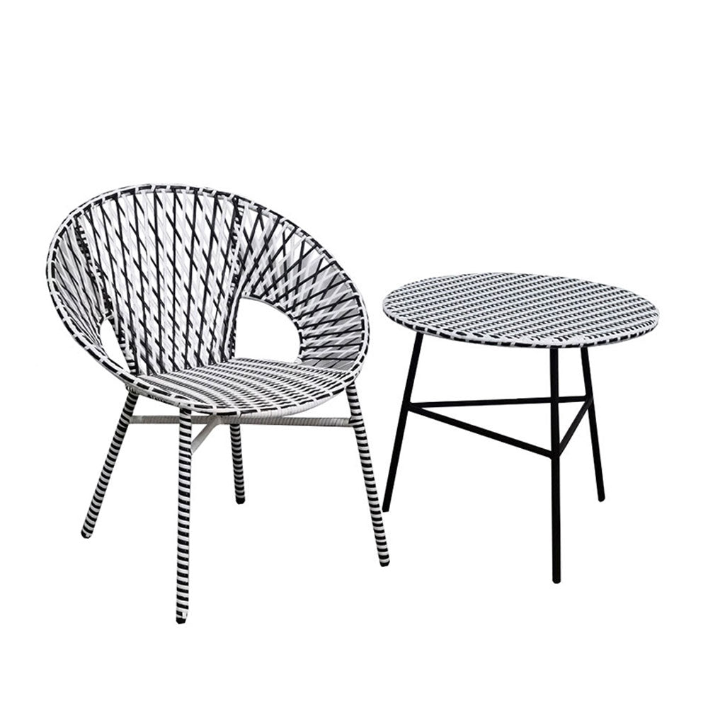 GRANADA COFFEE TABLE ΜΑΥΡΟ ΛΕΥΚΟ D65xΗ56cm