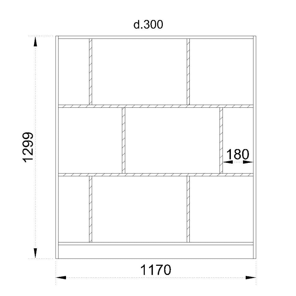 MAZE 117 ΒΙΒΛΙΟΘΗΚΗ ΧΑΜΗΛΗ SONOMA ΓΚΡΙ ΣΚΟΥΡΟ 117x30xH130cm