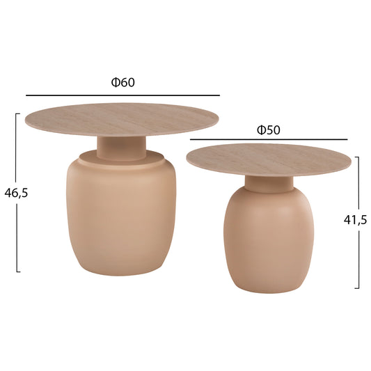 ΒΟΗΘΗΤΙΚΑ ΤΡΑΠΕΖΑΚΙΑ 2ΤΜΧ FEREN HM9664 ΜΕΤΑΛΛΟ ΚΡΕΜ-ΚΕΡΑΜΙΚO TOP Φ60 & Φ50 εκ.