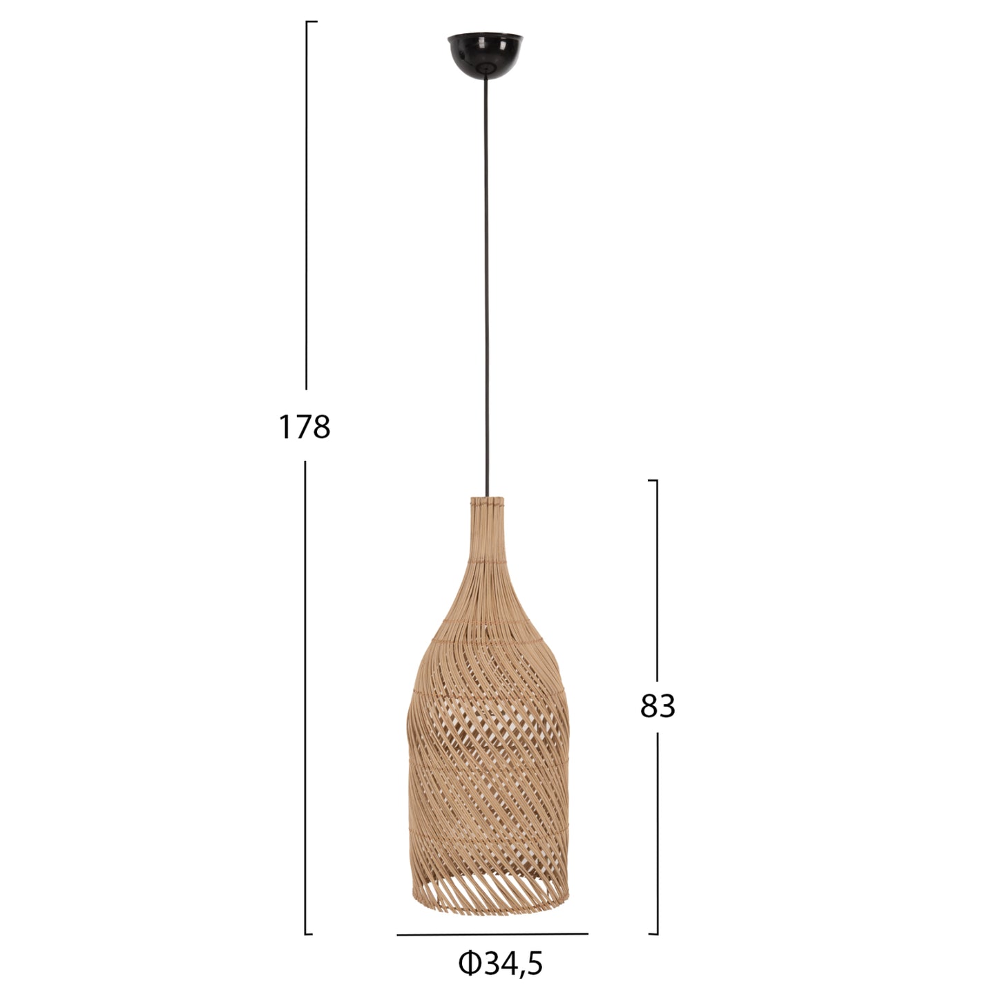 ΦΩΤΙΣΤΙΚΟ ΟΡΟΦΗΣ HM7883 ΚΡΕΜΑΣΤΟ ΑΠΟ RATTAN ΣΕ ΦΥΣΙΚΟ ΧΡΩΜΑ Φ34,5x178Υεκ.