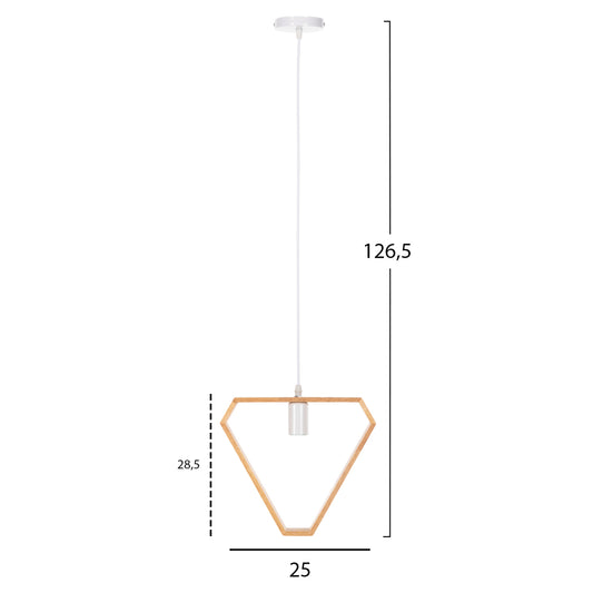 ΦΩΤΙΣΤΙΚΟ ΟΡΟΦΗΣ ΚΡΕΜΑΣΤΟ HM4069 ΤΡΙΓΩΝΟ ΞΥΛΙΝΟ-ΛΕΥΚΟ ΚΑΛΩΔΙΟ 25x28,5x126,5Υεκ.