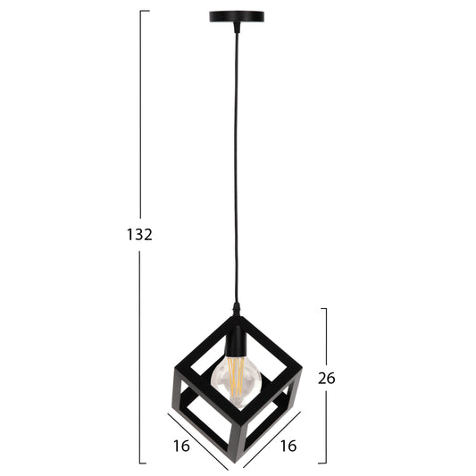 ΦΩΤΙΣΤΙΚΟ ΟΡΟΦΗΣ ΚΡΕΜΑΣΤΟ HM4192 ΜΑΥΡΟΣ ΜΕΤΑΛΛΙΚΟΣ ΚΥΒΟΣ 16x16x132Υεκ.