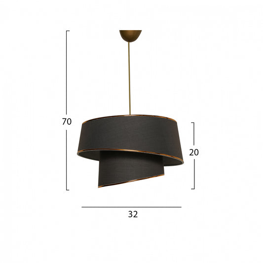 ΦΩΤΙΣΤΙΚΟ ΟΡΟΦΗΣ ΚΡΕΜΑΣΤΟ HM7356.02 ΜΕΤΑΛΛΟ ΚΑΙ ΥΦΑΣΜΑ ΑΝΘΡΑΚΙ ΧΡΥΣΟ 32x32x70Υ εκ.