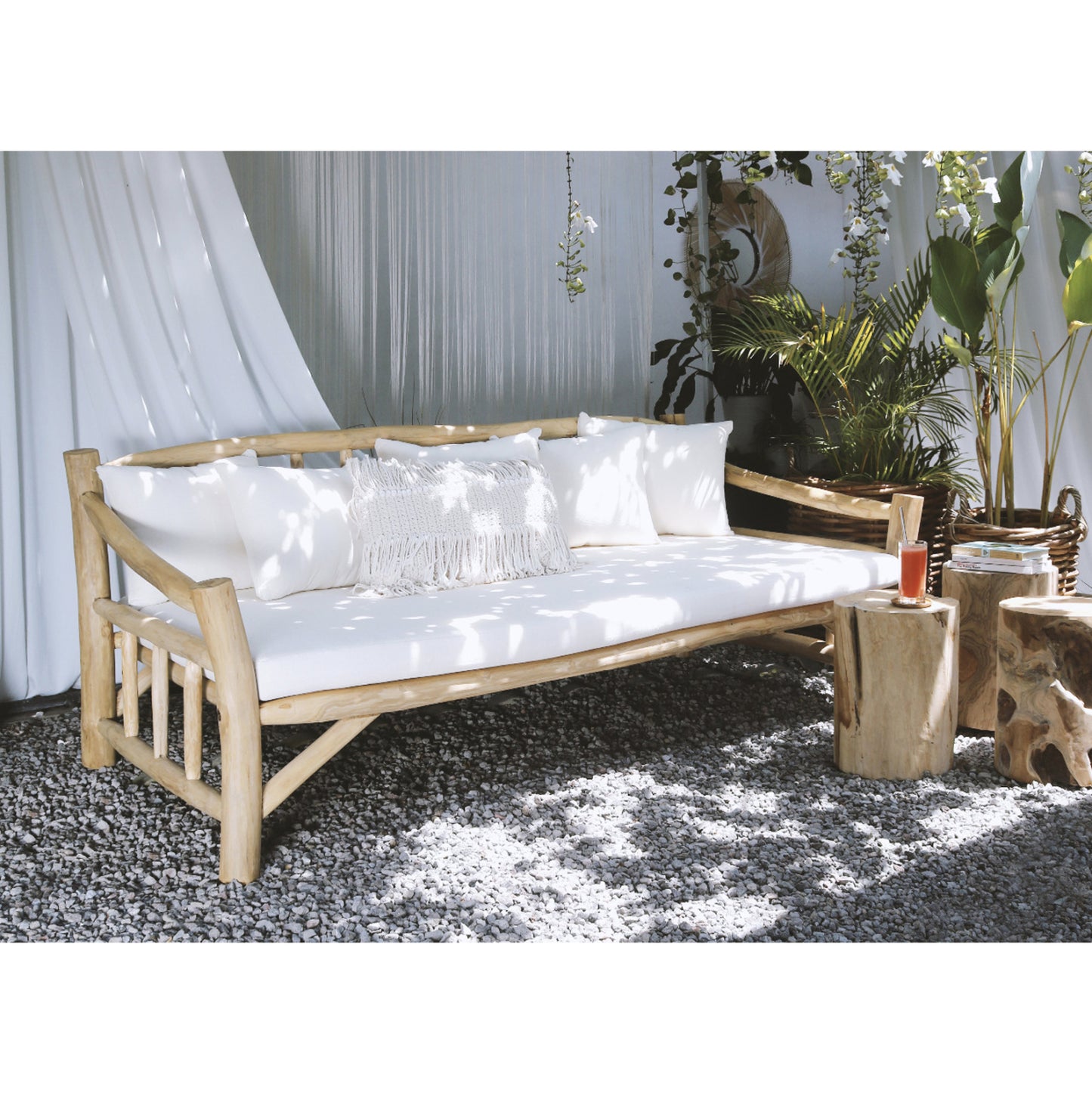 ΚΑΝΑΠΕΣ HM9339 ΜΑΣΙΦ ΞΥΛΟ TΕΑK ΦΥΣΙΚΟ - ΛΕΥΚΟ 210x100x80 εκ.