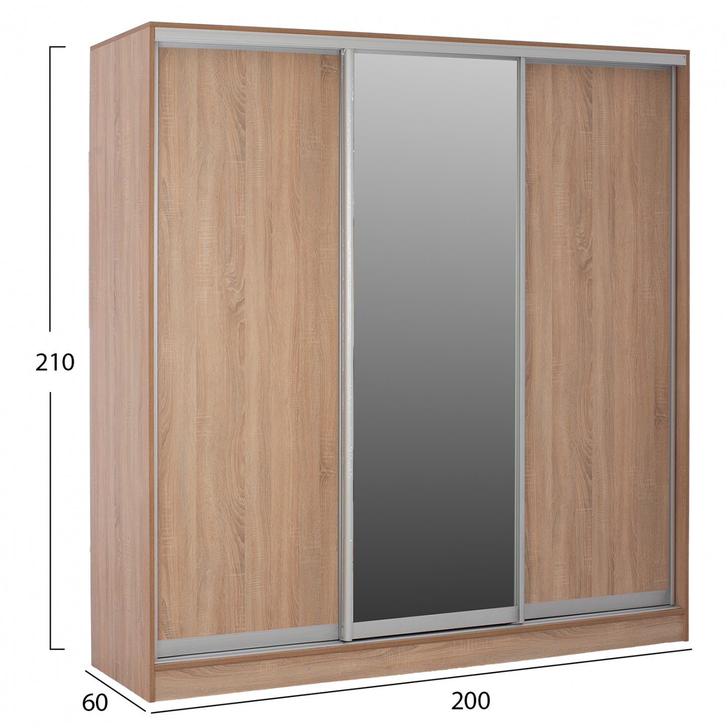 ΝΤΟΥΛΑΠΑ 3ΦΥΛΛΗ ΣΥΡΟΜΕΝΗ ΜΕ ΚΑΘΡΕΠΤΗ SONAMA OAK HM2435 200X60X210Υεκ
