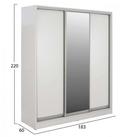 ΝΤΟΥΛΑΠΑ ΣΥΡΟΜΕΝΗ ADLER ΜΕΛΑΜΙΝΗΣ ΛΕΥΚΗ ΜΕ ΚΑΘΡΕΦΤΗ 3ΦΥΛΛΗ HM2461.03 183x60x220 εκ.