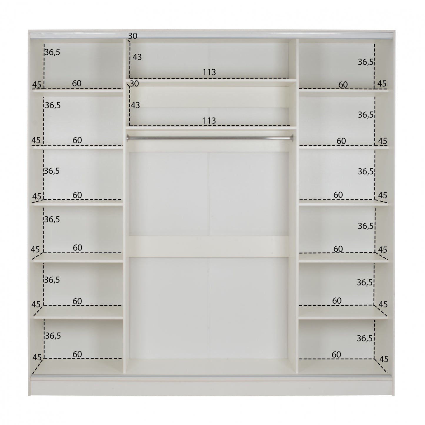 ΝΤΟΥΛΑΠΑ ΣΥΡΟΜΕΝΗ ADLER ΜΕΛΑΜΙΝΗΣ ΛΕΥΚΗ ΜΕ ΚΑΘΡΕΦΤΗ 3ΦΥΛΛΗ HM2462.03 240x60x240 εκ.