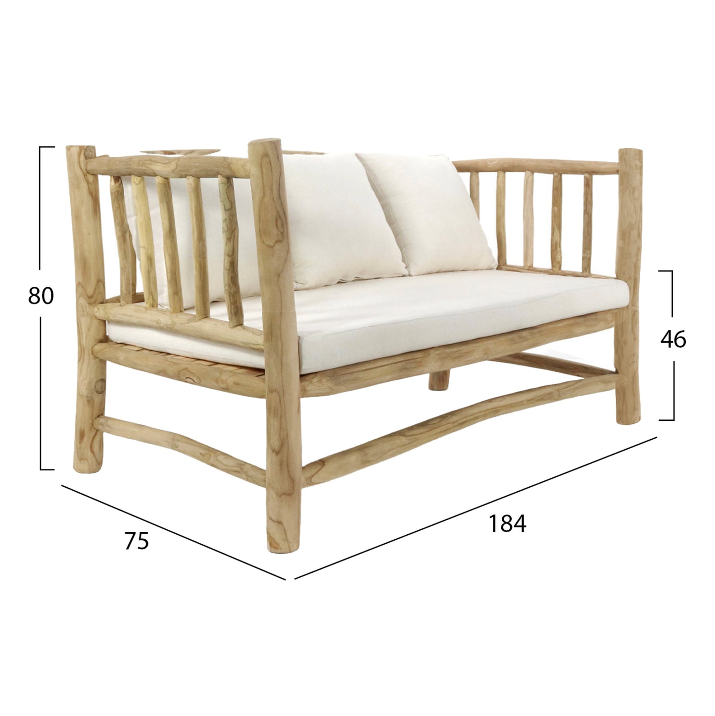 ΣΕΤ ΣΑΛΟΝΙ 4 ΤΜΧ HM9340 ΑΠΟ ΜΑΣΙΦ ΞΥΛΟ TEAK ΦΥΣΙΚΟ - ΛΕΥΚΟ