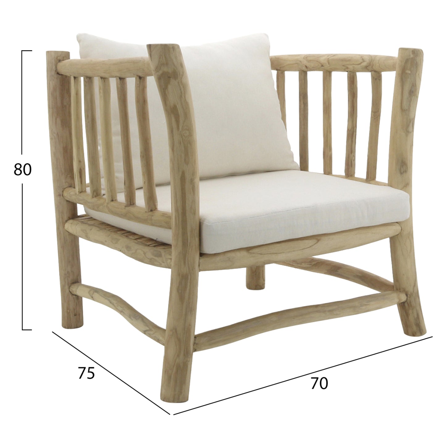 ΣΕΤ ΣΑΛΟΝΙ 4 ΤΜΧ HM9340 ΑΠΟ ΜΑΣΙΦ ΞΥΛΟ TEAK ΦΥΣΙΚΟ - ΛΕΥΚΟ