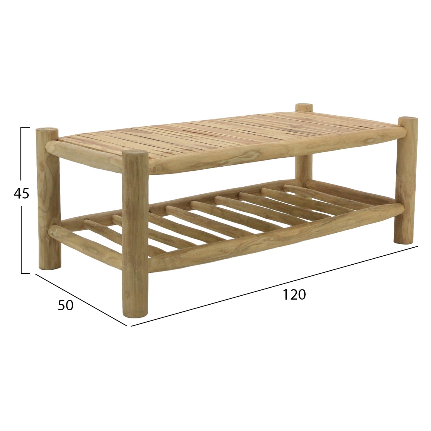 ΣΕΤ ΣΑΛΟΝΙ 4 ΤΜΧ HM9340 ΑΠΟ ΜΑΣΙΦ ΞΥΛΟ TEAK ΦΥΣΙΚΟ - ΛΕΥΚΟ