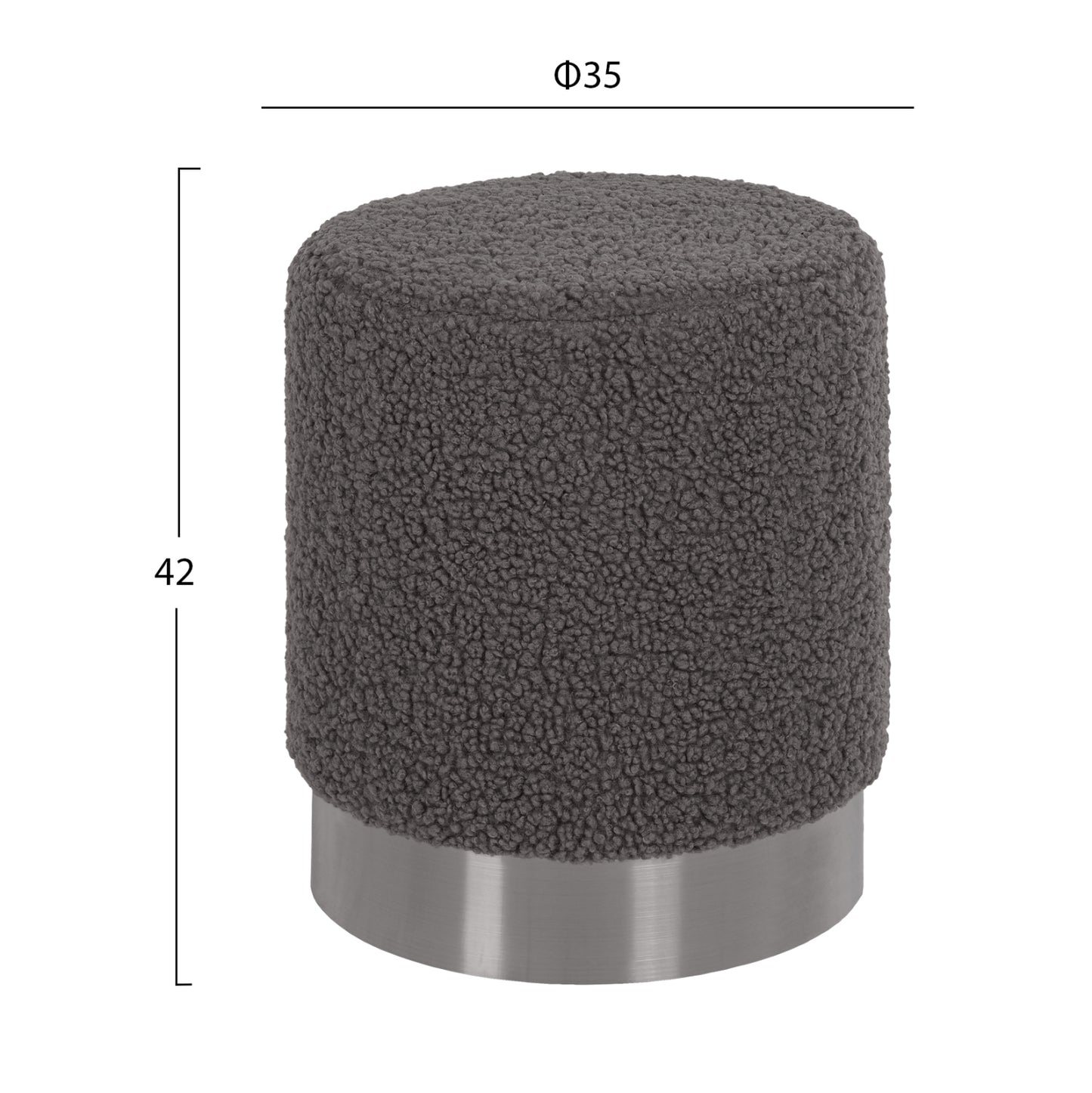 ΣΚΑΜΠΟ LEVY HM8408.21 ΓΚΡΙ ΜΠΟΥΚΛΕ ΥΦΑΣΜΑ ΜΕ ΑΣΗΜΙ ΒΑΣΗ Φ35x42Υ εκ.