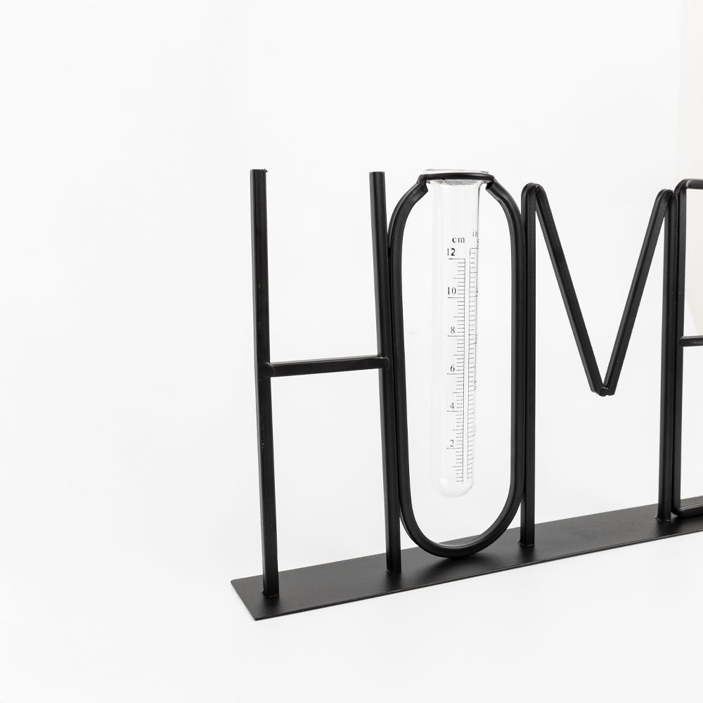 HOME ΔΙΑΚΟΣΜΗΤΙΚΗ ΕΠΙΓΡΑΦΗ 38x5x22cm ΜΕΤΑΛΛΟ ΜΑΥΡΟ ΓΥΑΛΙ