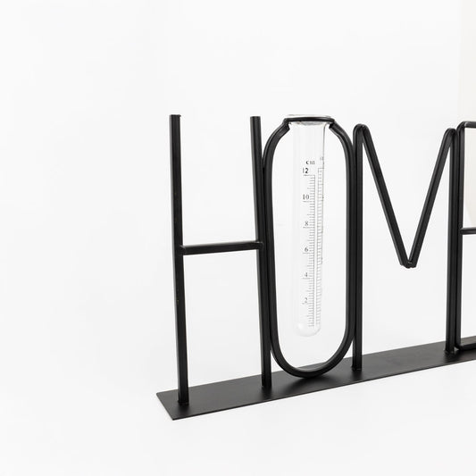 HOME ΔΙΑΚΟΣΜΗΤΙΚΗ ΕΠΙΓΡΑΦΗ 38x5x22cm ΜΕΤΑΛΛΟ ΜΑΥΡΟ ΓΥΑΛΙ