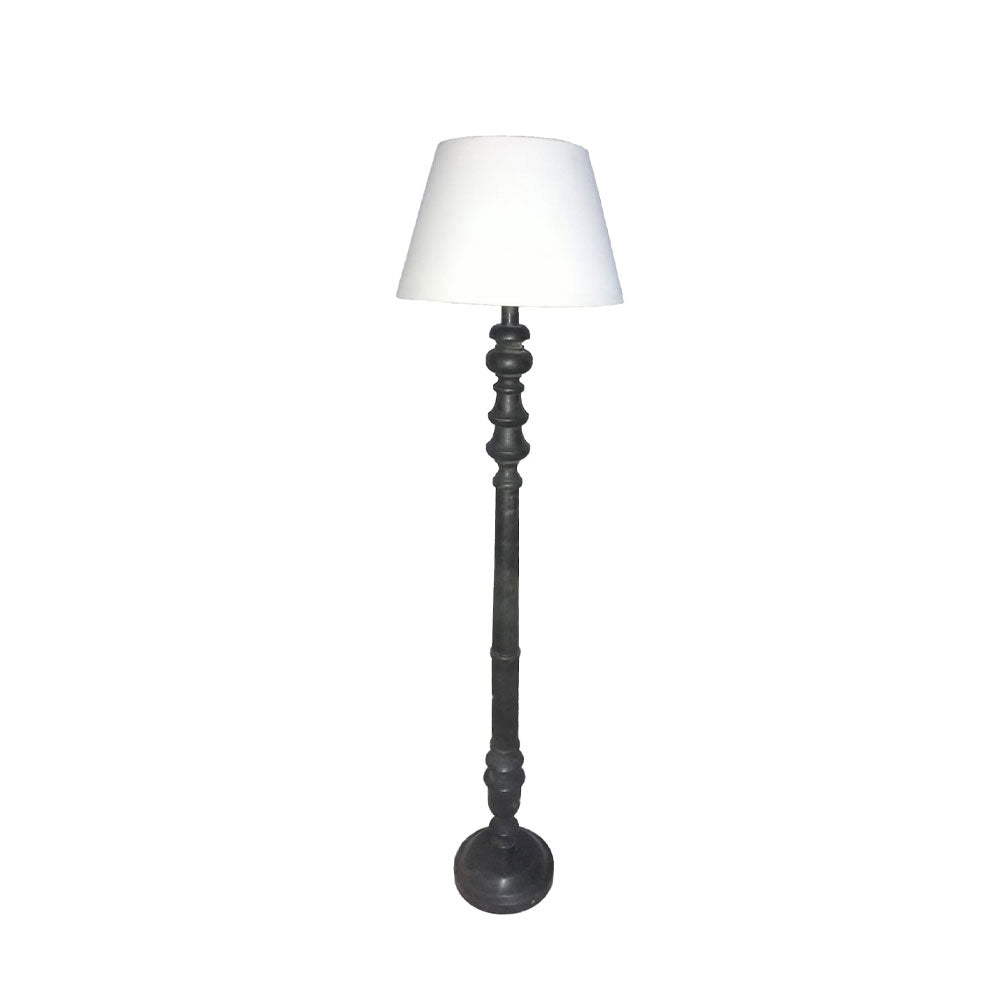 VICTORIEN ΦΩΤΙΣΤΙΚΟ ΕΠΙΔΑΠΕΔΙΟ 25x25x163cm ΞΥΛΟ ΜΑΥΡΟ ΥΦΑΣΜΑ ΛΕΥΚΟ
