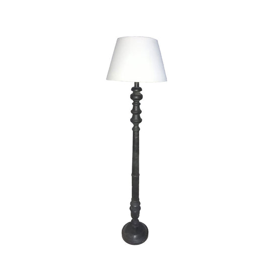 VICTORIEN ΦΩΤΙΣΤΙΚΟ ΕΠΙΔΑΠΕΔΙΟ 25x25x163cm ΞΥΛΟ ΜΑΥΡΟ ΥΦΑΣΜΑ ΛΕΥΚΟ