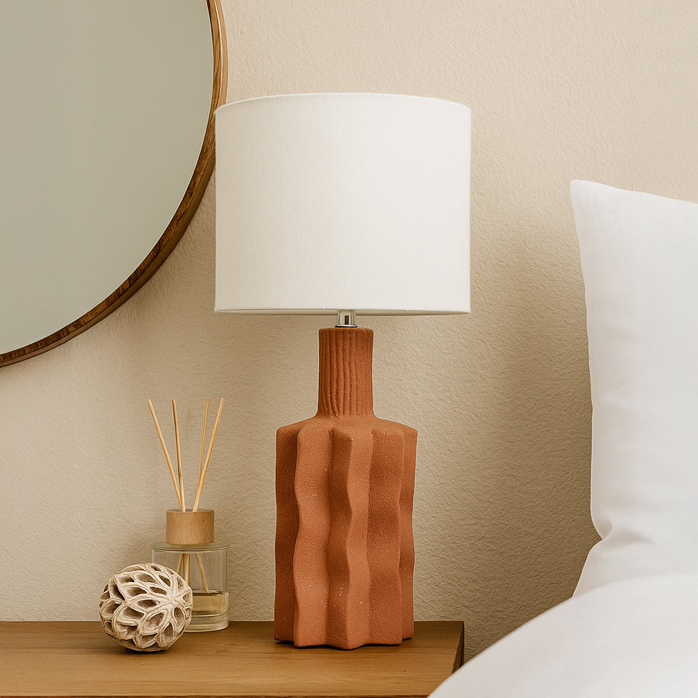 EGLI ΦΩΤΙΣΤΙΚΟ ΕΠΙΤΡΑΠΕΖΙΟ 32x32x56cm ΚΕΡΑΜΙΚΟ TERRACOTTA ΛΙΝΟ ΛΕΥΚΟ