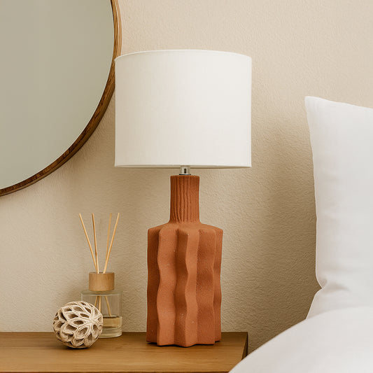 EGLI ΦΩΤΙΣΤΙΚΟ ΕΠΙΤΡΑΠΕΖΙΟ 32x32x56cm ΚΕΡΑΜΙΚΟ TERRACOTTA ΛΙΝΟ ΛΕΥΚΟ