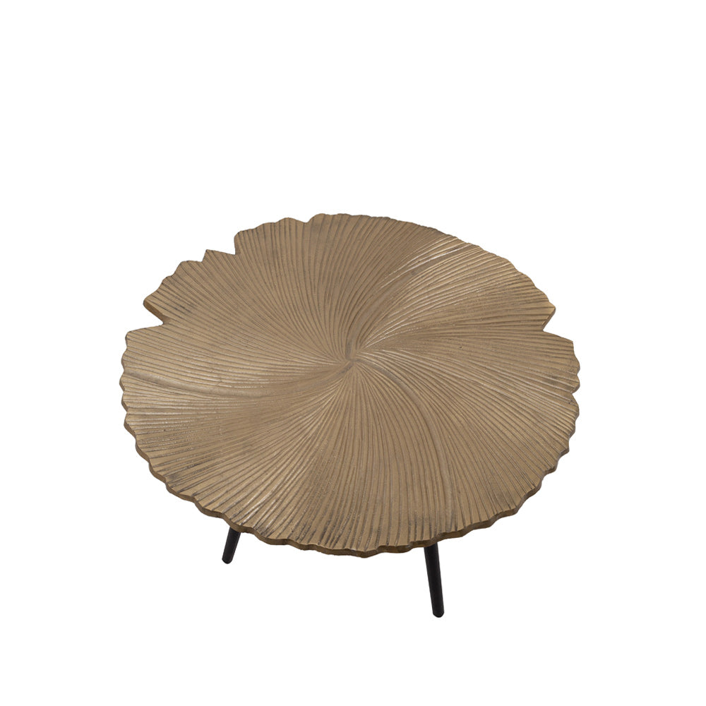 LEAF 50 SIDE TABLE ΧΡΥΣΟ ΜΑΤ ΜΑΥΡΟ 50x50xH36cm