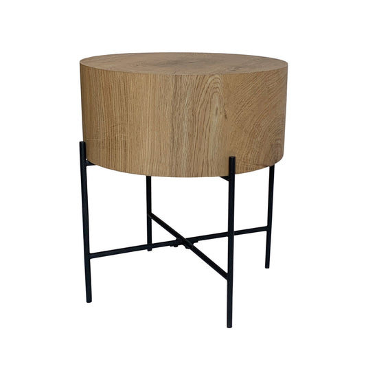 MADERA SIDE TABLE ΦΥΣΙΚΟ ΜΑΥΡΟ 45x45xH45cm