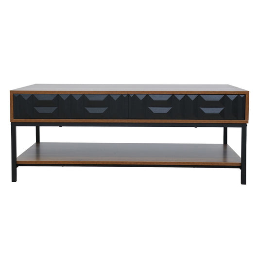 ZUMA COFFEE TABLE 2ΣΥΡΤΑΡΙΑ 3ΡΑΦΙΑ ΚΑΡΥΔΙ ΜΑΥΡΟ 111.5x60x44