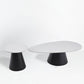 OVO COFFEE TABLE SET 2ΤΕΜ ΛΕΥΚΟ ΜΕ ΟΨΗ ΜΑΡΜΑΡΟΥ ΜΑΥΡΟ 129x69x38cm