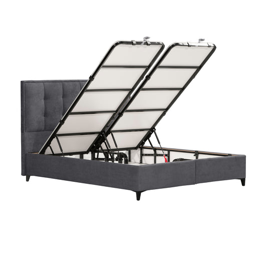 PIANO ΚΡΕΒΑΤΙ ΜΕ ΑΠΟΘΗΚ. ΧΩΡΟ (ΓΙΑ ΣΤΡΩΜΑ 160x200cm) ΓΚΡΙ 07-780 207x160xH115cm