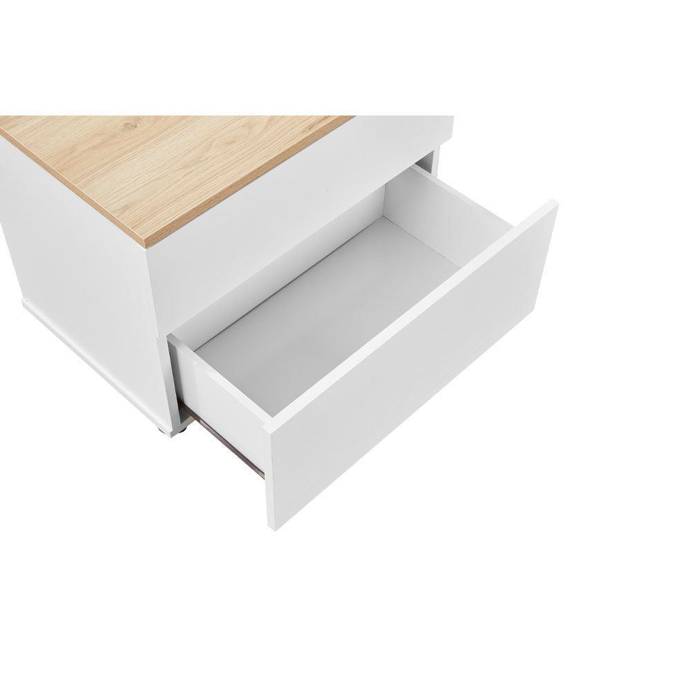 LUCIDO ΚΟΜΟΔΙΝΟ 2ΣΥΡΤΑΡΙΑ ΛΕΥΚΟ OAK ΦΥΣΙΚΟ 58x39x44.5