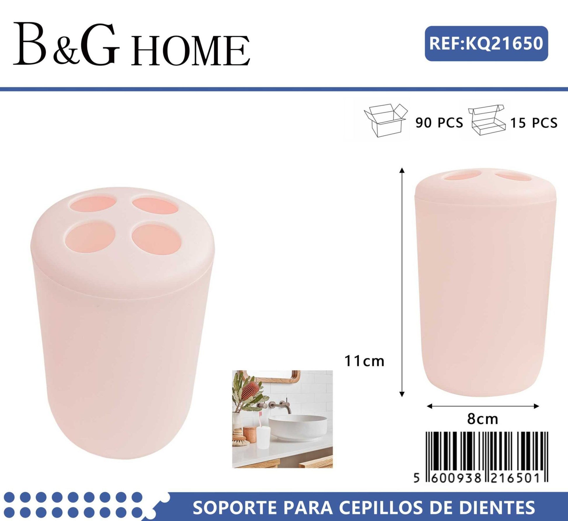 Θήκες οδοντόβουρτσας πλαστικές σε σετ 5Χ – Light Pink – 21650